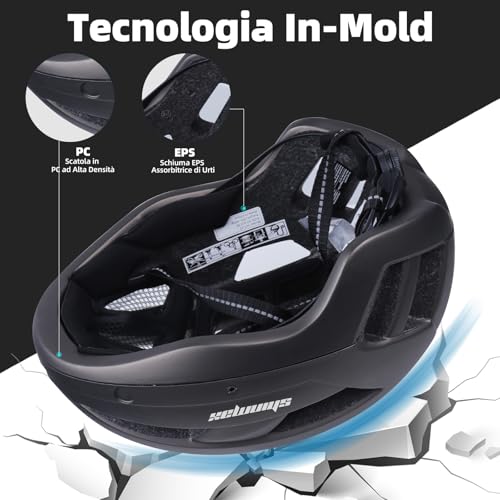 Shinmax Casco Bici Strada Sicurezza Stradale Cpsc Casco Da Arrampicata Standard/Regolabile Sicurezza E Visiera Rimovibile E Occhiali Da Montagna Magnetici Per Uomini E Donne Adulti - 4