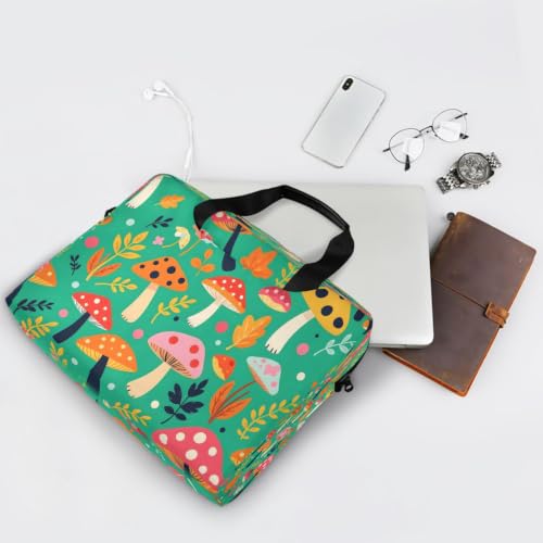 Maletín de portátil con correa acolchada ergonómica, motivos de setas y bolsillo de accesorios 7