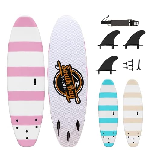 South Bay Board Co. - 6' Guppy Beginner Surfboards - Safe Soft-Top Surfboards - Best Beginner Surfboards for Kids & Adults – Strong Triple Stringer Durability - Leash & Safe-Edge Fins Included