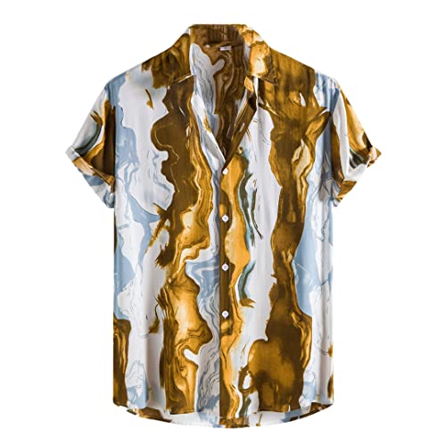 Chemise hawaïenne homme à manches courtes jaune encre en taille XXL