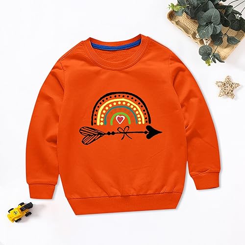 Toddler Boys Girls Sweater Autumn/Winter Rainbow Print Long Sleeve Round Neck Hatless Sweater Party (Orange, 9-10 Years)3