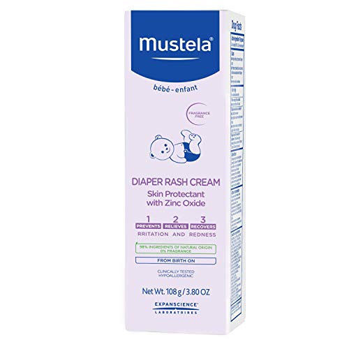 Mustela Baby Diaper Rash Cream 123 - Skin Protectant With Zinc Oxide - Fragrance Free & Paraben Free - With 98% Natural Ingredients - 3.8 Oz (Pack Of 3) #TOP1
