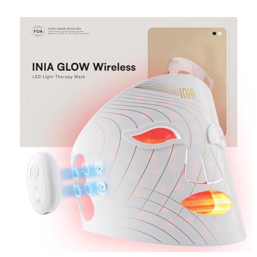 INIA Red Light Therapy Mask for Face, Glow Wireless LED Face Mask Light Therapy with Near-Infrared Red Light (NIR), Rechargeable and Ergonomic Design for Home & Travel
