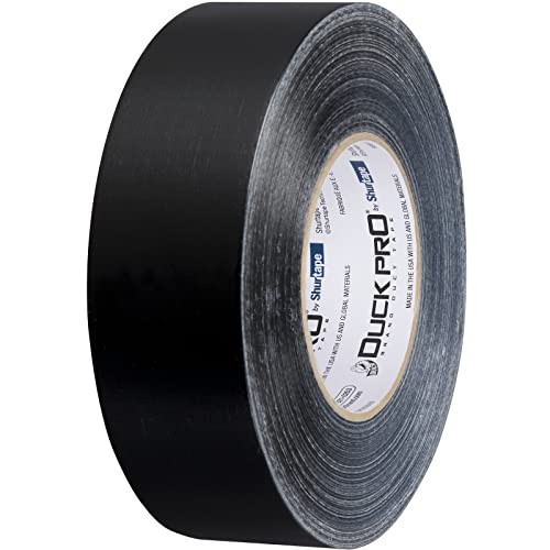 Image of Duck Pro by Shurtape Professional Grade, Co-Extruded Cloth Duct Tape for HVAC, Insulation and Housing Assembly, 48mm x 60yd, 10.0 mil, Black, 1 Roll (105475)