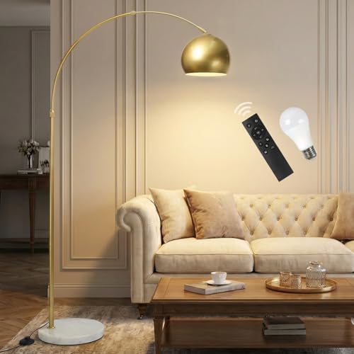 Stehlampe Wohnzimmer Dimmbar Gold, Modern Glockenschirm Design LED...