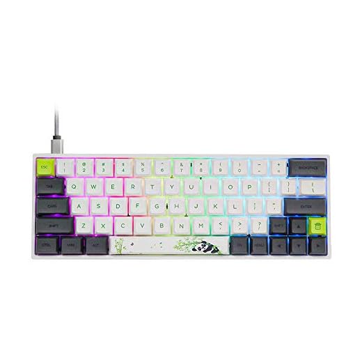 EPOMAKER SKYLOONG SK64 64 tangenter hett utbytbart mekaniskt tangentbord med RGB-bakgrundsbelyst, PBT-tangenter, piltangenter för Win/Mac/Gaming (Gateron optisk brun, panda)