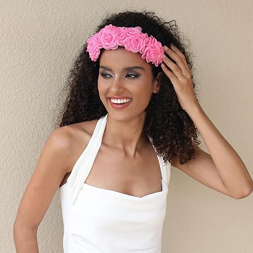 Headbands Boho Head Band for Women - Blue Flower Elastic Hairband Hair Accessories for Her Blue 16120, Blue D - Image 4