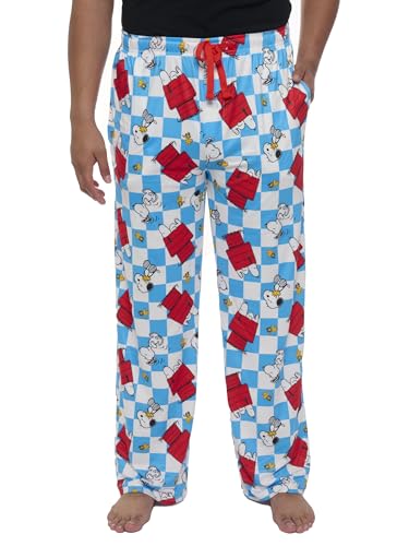 Peanuts Mens Snoopy Checkered All Over Print Lounge Pajama Pant