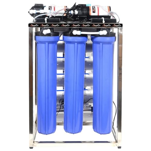 Image of PurePlus 100 Liter Commercial RO Water Purifier Plant with TDS Adjuster Blue Stainless steel Full Automatic