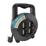 Prolunga Elettrica Avvolgicavo 5 mt, 4 Prese Polivalenti (Schuko + 10/16A), Spina 16A, Sezione Cavo 3G1,5 mm² - echoENG