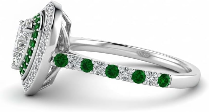 Choose Your Gemstone Petite Pear Diamond CZ Engagement Ring Sterling Silver Pear Shape Halo Engagement Rings Matching Jewelry Wedding Jewelry Easy to Wear Gifts US Size 4 to 12