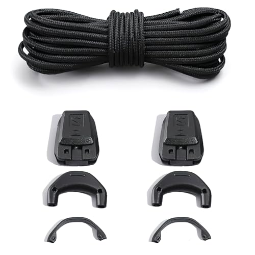 MxyVrix Cordones finos de 1,5 mm para zapatos de esquí Salomon Speedcross, cordones sin atar, kit de repuesto para hombre y mujer, sistema de cierre rápido, Negro , large