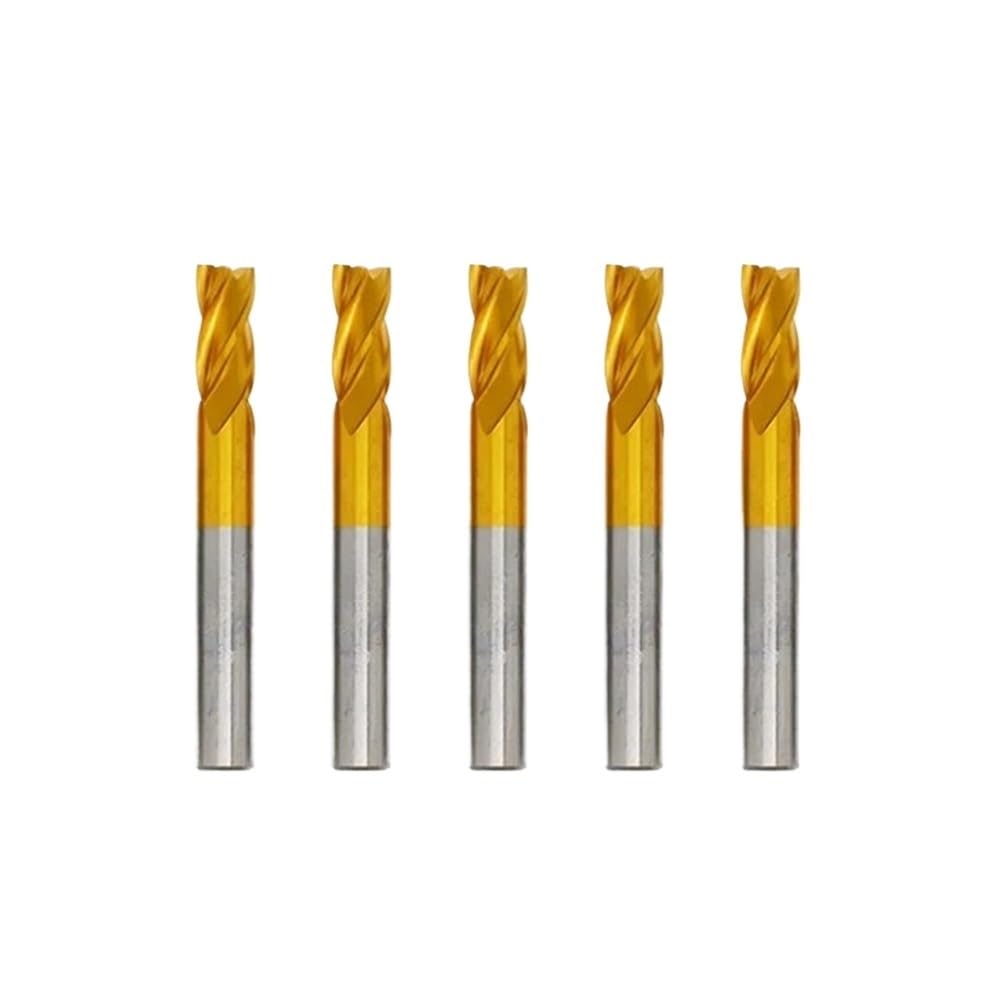 5 Pezzi Fresa Rivestimento Titanio 4 Flauto HSS CNC 3-12mm M35