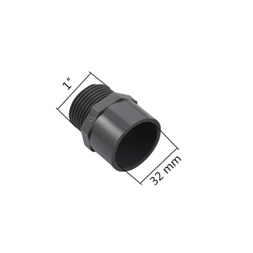 Sturdy 1/2" 3/4" 1" Male Thread To ID 20/25/32mm Water Pipe PVC Straight Connector Garden Irrigation Tube Connection Joint Tank Adapter 20pcs (Color : ID 32mm 1 inch)