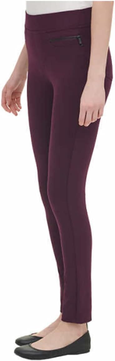 DKNY Ladies Pull-on Ponte Pant - Large Sizes - Black Gray Purple (XX-Large, Merlot)