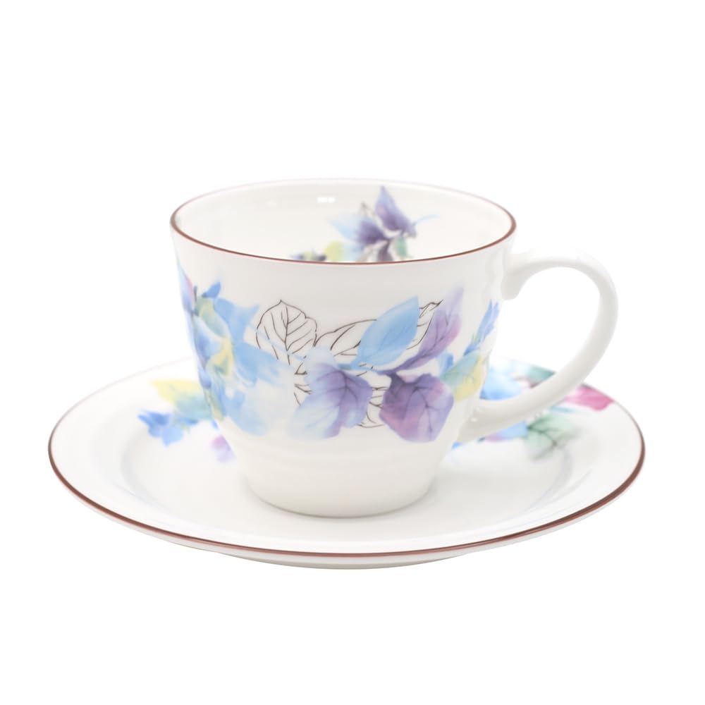 Set di tazze e piattini da caffè e tè in ceramica foglie colorate set di tazze da caffè e piattini in ceramica piatto per tazza da latte e succo regalo di compleanno per ufficio e casa