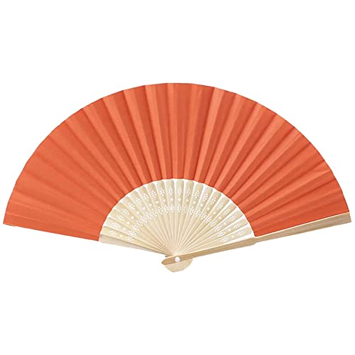 Lot de 24 éventails à main - Colorés - Éventail en papier - Éventail de mariage - Pliable - Décoration asiatique pour DIY été - Décoration murale - Orange