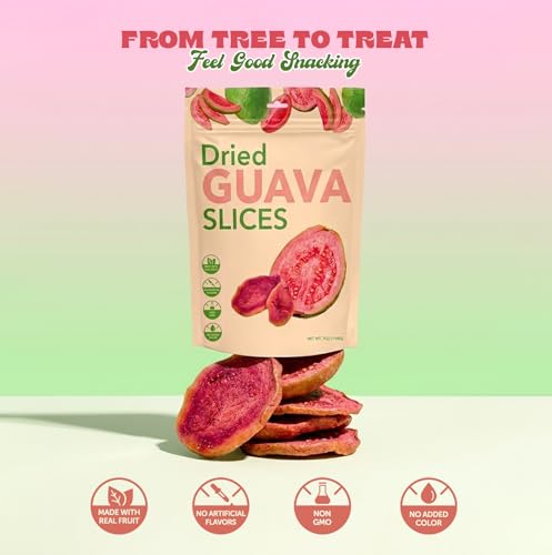Life Plus Style Gourmet Hashtag Munch Dried Guava Slices 7 Oz Resealable Bag Non-GMO No Additives Naturally Dried Guava Healthy Fruit Snack Pack