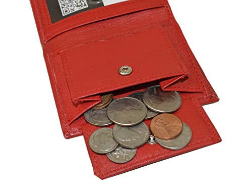 Image of LB LEATHERBOSS Boys Slim Compact Id and Coin Pocket Trifold Wallet (Red)