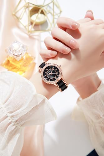 Image of Giordano Flower Case Watch for Women with Crystal-Studded Bezel, Diamond Hour Markers & Dual Tone Stainless Steel Strap