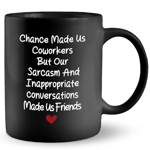 JRTW Chance Made Us Coworkers Mug, Funny Sarcastic Office Quote Coffee Cups Ceramic, Humor Work Friendship Coffee Mugs for Women, Novelty Coworker Gifts for Coworkers Friends Colleagues