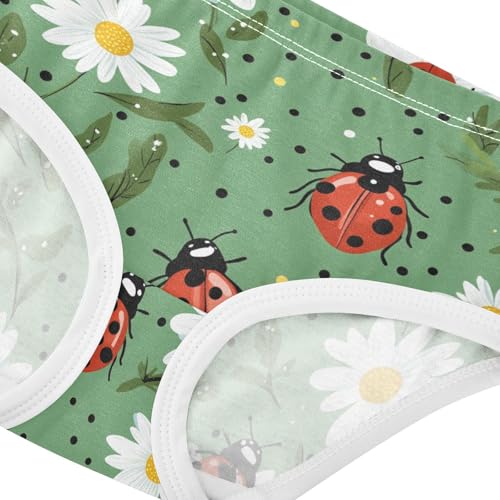 Wusikd Ladybugs Daisies Girls' Underwear Cotton Green Girls Briefs Soft Toddler Underwear 2T4