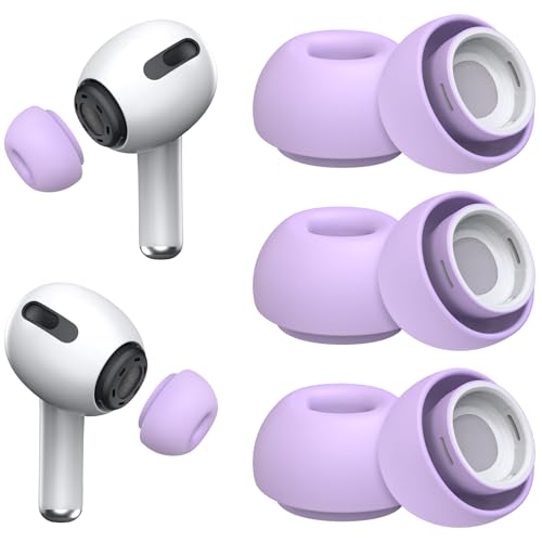 Image of 3 Pairs Replacement Ear Tips for AirPods Pro 1st & 2nd Generation with Noise Reduction Hole, Silicone Ear Tips for AirPods Pro with Portable Storage Box and Fits in Charging Case (Medium, Lavender)