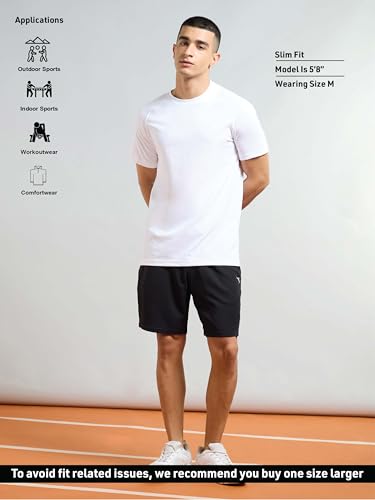 Image of TECHNOSPORT Men Solid Slim Fit Sports Shorts TS Flexi Polyester Mid Rise Drawstring Shorts Pant for Men Pockets Gym Workout Running Joggers Casual Quick Dry