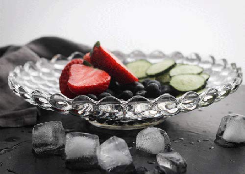 Home-Cart Tray Crystal Glass Fruit Bowl Plate-Bubble Pattern 24.5 cm 4
