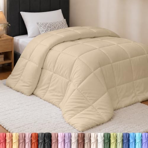 Image of Utopia Bedding Twin Comforter, Duvet Insert, Beige, 64 x 88 Inches