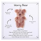 Aesnefe Worry Bear, Pocket Plush Bear Hug, Anxiety Relief Gifts for Men Women, Small Gifts for Mental Health, Thinking Of You Gift, Comforting Gift for Son Daughter Back to School, Khaki