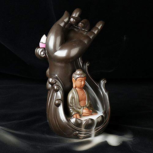 Ouyee Noble Buddha Backflow Incense Burner, Handmade Large Cone Sticks Incense Holder Home Decor Ceramic Backflow Incense Holder With 10 Pcs Incense Cones In Exquisite Present Box thumb #2