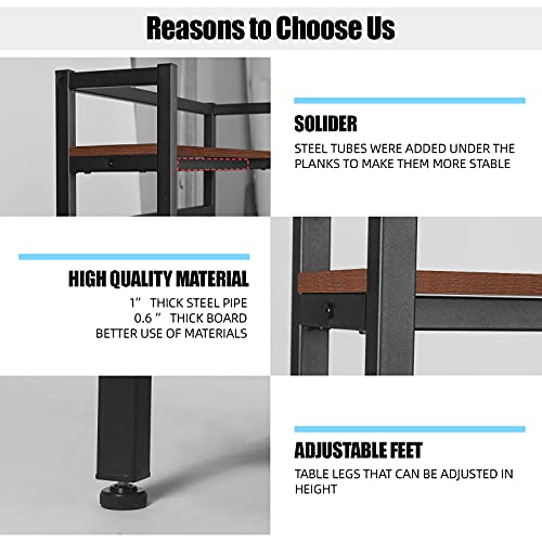 YGBH 5-Tier Kitchen Bakers Rack with Hutch, Coffee Station, Microwave Oven Stand, Utility Storage Rack for Home Office, Easy Assembly, Rustic Brown and Black (Rustic Brown)