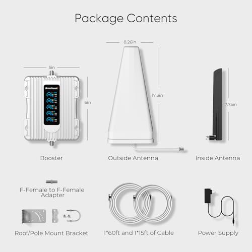 Image of Cell Phone Booster with Smart LCD Display up to 5,000 sq ft, FCC Approved | For Bands 12 /17, 13, 5, 4, 2 /25