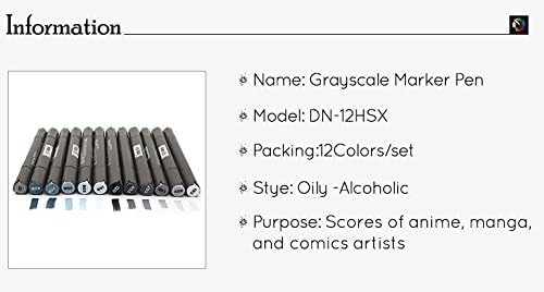 BEMLP 12 Cool Grey Colors Art Markers Grayscale Artist Dual Head Markers Set for Brush Pen Painting Marker School Student Supplies