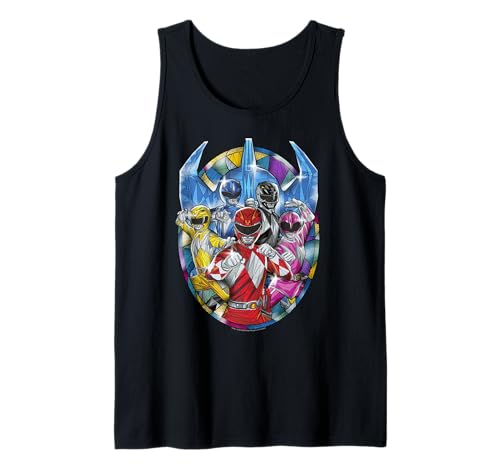 Power Rangers Stained Glass Action Pose Portrait Tank Top