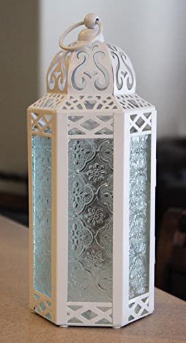 Vela Lanterns White Wedding Moroccan Lantern Decorative Candle Holder For Ramadan Decorations, Clear Glass, Medium #TOP3