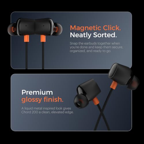 Image of Noise Chord 200 Type-C Wired Earphones | 13mm Driver | in-Line Mic with Voice Assistant | Magnetic Snap-Fit Earbuds | Tangle-Free Cable | Multifunctional Controls - Jet Black