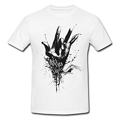 Photo de Miles-Davis Hand T-shirt pour homme Blanc avec imprimé - Blanc - Large