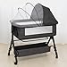 Foalom Baby Bassinet, 3 in 1 Baby Bassinet, Baby Basinet Bedside Sleeper, Easy to Fold Portable Crib Side Bassinet, Baby Cradle with Storage Basket, Adjustable Bedside Crib (Dark Grey)