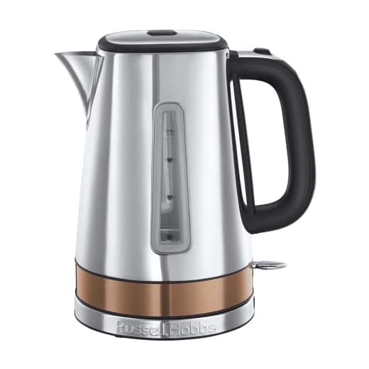 Russell Hobbs Luna Stainless Steel & Copper 1.7L Cordless Electric Kettle (Quiet & Fast Boil 3KW, Removable Washable Anti-Scale Filter, Easy Push Button lid, Perfect Pour spout) 24280