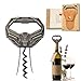 OHAANYY Apribottiglie 3 in 1 Ah e due rebbi per rimuovere tappi per bottiglie di vino, ah-so può rimuovere i tappi di vino vecchi e fragili in modo facile da stappare per intenditori (bronzo-diamante) immagine