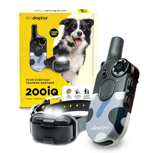Image of Dogtra 200iQ Remote Training E Collar - 100 Levels, Tone, Vibration, 1 /2 Mile Range - Compact, Waterproof, One-Handed Control for Dogs 10 lbs+ - Lightweight Design for Daily Training - Abstract Blue