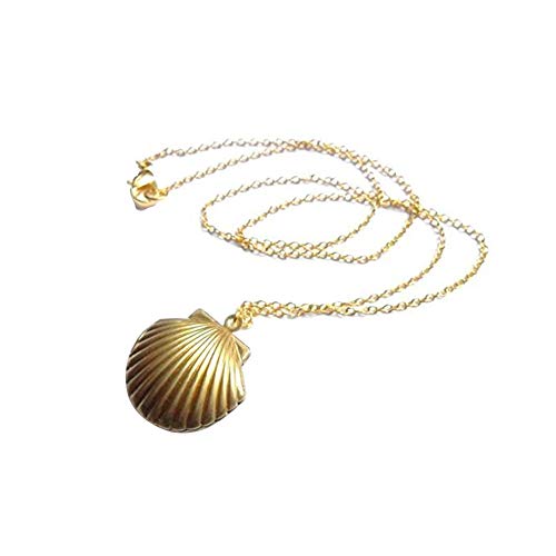 Collier Coquillage Vintage Sea Shell Collier Collier Collier Sirène Saint Valentin Collier De La Saint Valentin Bearin Gold Gold Tone En Laiton Little Shell Bijoux Nautiques Cover