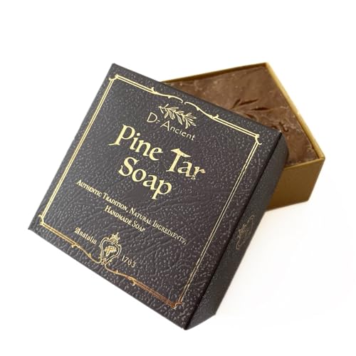 Dr.Ancient Nuevo aspecto, la misma calidad Jabón negro con alquitrán de pino, orgánico natural vegano tradicional hecho a mano antiguo - Sin Químicos 140 g (Paquete de 1)