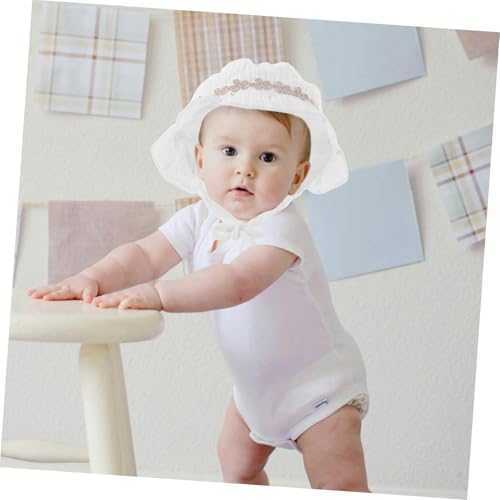 Wide Brim Sun Hat for Adjustable UV Protection Fisherman Hat for Summer Outdoor Activities Vacations and Beach Trips Cute Design for Year Old White4