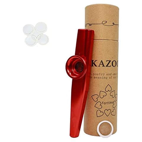 Fartime Red Exquisite Aluminum Alloy Kazoo With 5 Kazoo Flute Diaphragms And A Beautiful Gift Box-Musical Instruments.(red)… Cover