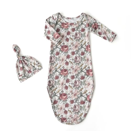 Little Jump Soft newobrn knot gown Baby Sleeper Set with Hat, Newborn Unisex, Viscose2