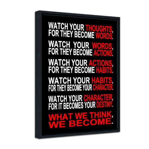 Wieco Art Poster mit schwarzem Rahmen, Motiv: "Watch Your Thoughts", motivierendes Klassenzimmer-Poster, moderne Leinwanddrucke, Wandkunst, Gemälde für Zuhause, Büro, Wohnzimmer, Dekoration