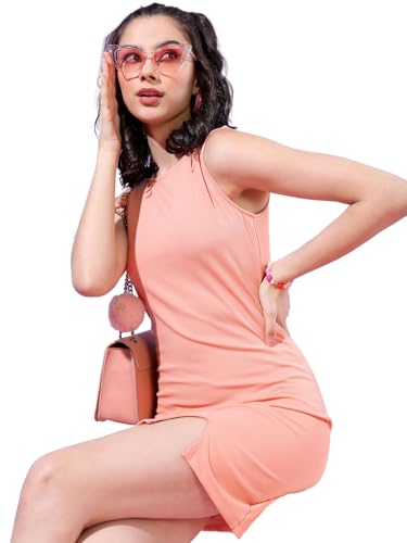 Image of Tokyo Talkies Women's Sleeveless Round Neck Solid Dresses | Stylish Dresses | Casual Dresses